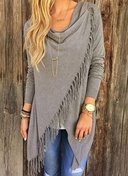 Fringed Over Wrap Sweater